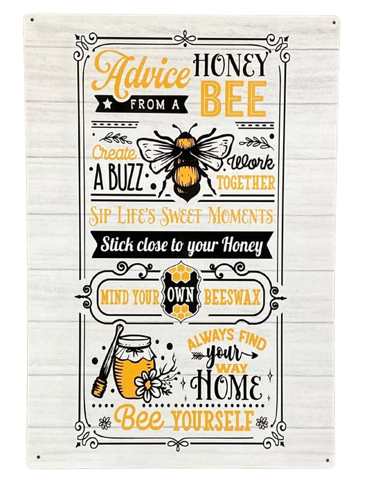 Metal Sign Plaque - Advice From A Honey Bee - a Cheeky Plant